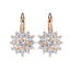 BAMOER 3 Colors Luxury Gold Color Flower Stud Earrings with Zircon Stone Women Birthday Gift Bijouterie JIE014