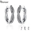 BAMOER Authentic 925 Sterling Silver Twist Of Fate Hoop  Earrings Clear CZ for Women Wedding Trendy Jewelry PAS465