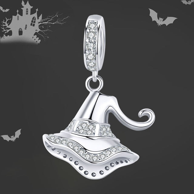 bamoer Genuine 925 Sterling Silver Halloween Skull Man CZ Charm for Original Luxury Brand Female DIY Jewelry Make SCC1617