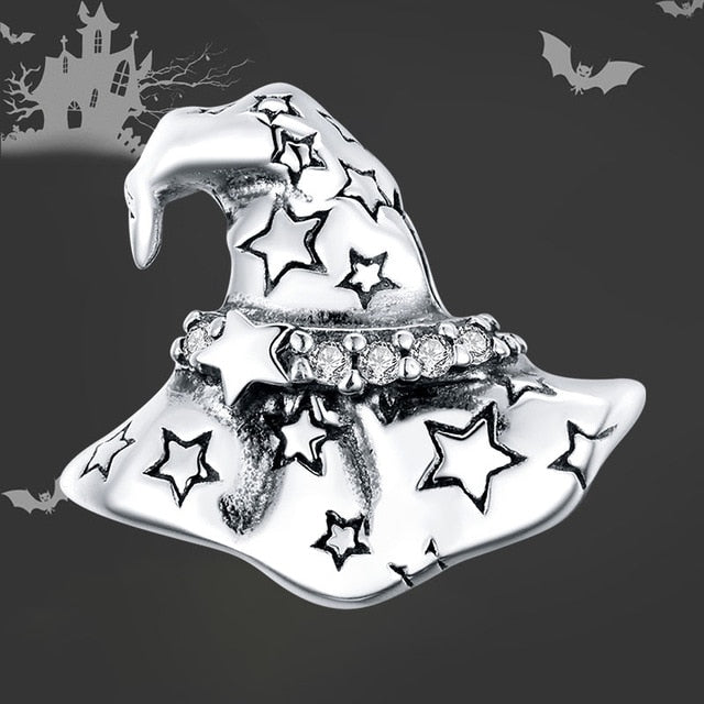 bamoer Genuine 925 Sterling Silver Halloween Skull Man CZ Charm for Original Luxury Brand Female DIY Jewelry Make SCC1617