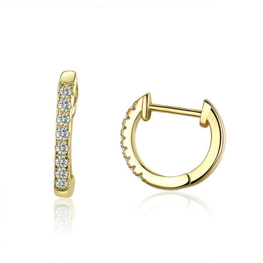 Bamoer Gold Color 925 Silver Hoop Earrings for Women with Cubic Zirconia 6 Colors Circle Earrings Wedding Jewelry SCE498