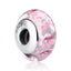 BAMOER 925 Sterling Silver Lovely Pink Flower European Murano Glass Beads Charms for DIY Bracelets Christmas DEAL SCZ001