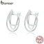 bamoer 925 Sterling Silver Intertwined Lines French Hoop Earrings for Women Wedding Minimalist Simple Boucle Oreille BSE443