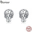 bamoer Authentic 925 Sterling Silver Gothic Cool Skull Stud Earrings for Women and Men Silver 925 Fashion Jewelry SCE953
