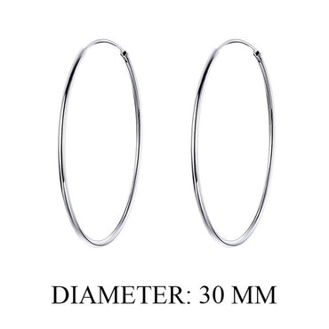 BAMOER 2019 Big Hoop Earrings for Women Sterling Silver 925 Jewelry Female Fashion Woman Earrings 39mm Fine Jewelry SCE598