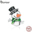 bamoer 925 Sterling Silver Little Snowman Merry Christmas Charm for Original Bracelet Silver 925 Jewelry Accessories SCC1665