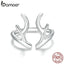 bamoer 925 Sterling Silver Simple Antlers Adjustable Finger Rings for Women Stackable Korea Style Fine Jewelry Anel BSR147