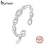 bamoer Genuine 925 Sterling Silver Geometric Chain Ring Finger Rings for Women Wedding Band Engagement Statement Jewelry BSR145