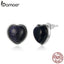 bamoer Silver 925 Night Sky Blue Gravel Heart Stud Earrings for Women Natural Stone Hypoallergenic Ear Pins for Girl SCE956