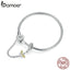 bamoer Authentic 925 Sterling Silver 3mm Snake Charm Bracelet with Sunflower Safety Chain DIY Bracelets Accessories BSB041