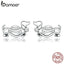 bamoer Authentic 925 Sterling Silver Cute Puppy Stud Earrings for Women Plated platinum Silver women silver Jewelry SCE952