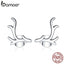 bamoer Genuine 925 Sterling Silver Simple Antlers Stud Earrings for Women silver Fine Jewelry 2020 New Bijoux Earring SCE963