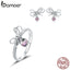 bamoer 925 Sterling Silver Gift with Bow Earrings and Finger Rings for Women Jewelry Sets Fine Jewelry Accessories ZHS216