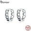 bamoer Authentic 925 Sterling Silver Simple Chain CZ Stud Earrings for Women Plated platinum Silver Jewelry SCE960