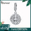 bamoer 925 Sterling Silver Compass Pendant Charm for Original Brand Bracelet Embossed Pattern Silver beads jewelry make BSC383