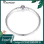 BAMOER Authentic 100% 925 Sterling Silver Snake Chain Heart Bangle & Bracelet Luxury Jewelry PAS904