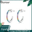 bamoer Rainbow Color Half Hoop Earrings for Women Real 925 Sterling Silver CZ Wedding Enagement Statement Jewelry SCE837