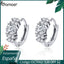 BAMOER 925 Sterling Silver Crystal Round Circle Clear Cubic Zircon Hoop Earrings for Women Sterling Silver Jewelry SCE485