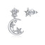 bamoer Silver 925 Stars and Moon Asymmetry Stud Earrings for Women Wedding Luxury Jewelry CZ 925 Sterling Silver Jewelry SCE813