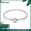 BAMOER Classic 100% 925 Sterling Silver Love Forever Love Snake Chain Bracelets Women Sterling Silver Jewelry 17CM 19CM SCB105