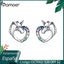 BAMOER Lucky Licorne Stud Earrings for Girl Multicolor Horse Ear Studs 925 Sterling Silver Anti-allergy Jewelry for Kids SCE611