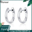 bamoer Genuine Sterling Silver 925 Hoop Earrings for Women 2 Color Tiny Ear Hoops Rose Gold Color Female Jewelry Brincos SCE808