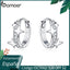 BAMOER Small Hoop Earrings 925 Sterling Silver Clear CZ Universe Galaxy Tiny Earrings for Girl Gifts anti-allergy Jewelry BSE076