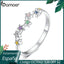 bamoer Authentic 925 Sterling Silver Colorful Star Line Finger Rings for Women Hypoallergenic Gift Statement Jewelry BSR133