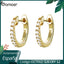 BAMOER Genuine 925 Sterling Silver Round Circle Hoop Earrings for Women Gold Color Earrings Sterling Silver Jewelry Gift SCE498