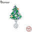 bamoer Christmas Tree for Women Jewelry Making 925 Sterling Silver Charm fit Silver women DIY Metal Beads Bracelet BSC374