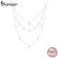 bamoer Little Daisy Adjustable Necklace for Women 925 Sterling silver CZ Three Layer Necklace 2020 New Mode necklace GXN429