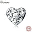 bamoer European Patterns Heart Beads Charm Silver 925 Original Pastoral Style Retro Flower Charms Jewelry DIY 2019 New SCC1323