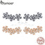 BAMOER 925 Sterling Silver Daisy Flower Clear CZ Stud Earrings for Women Sterling Silver Jewelry Valentine's Day Gift SCE419