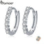 BAMOER 100% 925 Sterling Silver Dazzling CZ Crystal Circle Round Hoop Earrings for Women Sterling Silver Jewelry SCE351-1H