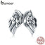 BAMOER Authentic 925 Sterling Silver Vintage Angel Wings Feathers Beads Charms fit Women Bracelets Bangles Jewelry SCC1091