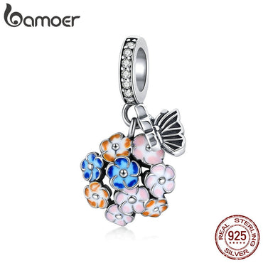 bamoer Authentic 925 Sterling Silver Jewelry make Colorful Garden Charm for Original Silver Beads Bracelet & Bangle DIY SCC1702