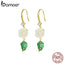 bamoer 925 Sterling Silver Champagne Rose Earrings Earrings for Women Hypoallergenic Silver Jewelry for girl earring BSE453