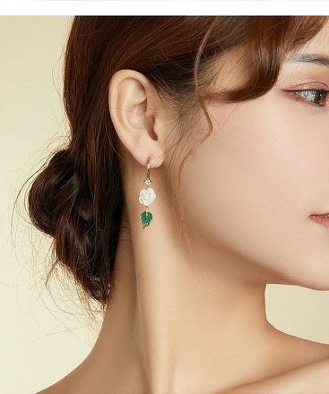 bamoer 925 Sterling Silver Champagne Rose Earrings Earrings for Women Hypoallergenic Silver Jewelry for girl earring BSE453