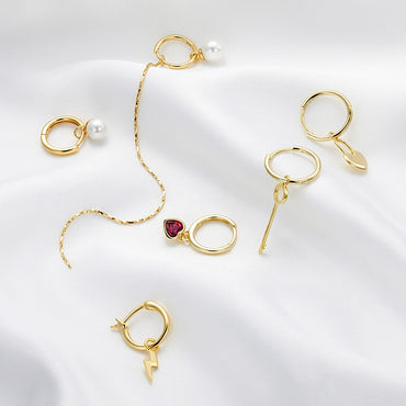 bamoer 925 sterling silver Gold Colors Circle Earrings ear clipr Hoop Earrings for kids women Wedding Jewelry BSE285