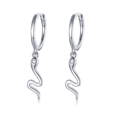 bamoer 925 sterling silver Little snake earrings Earrings for Women Circle Earrings ear studs women Wedding Jewelry SCE1000