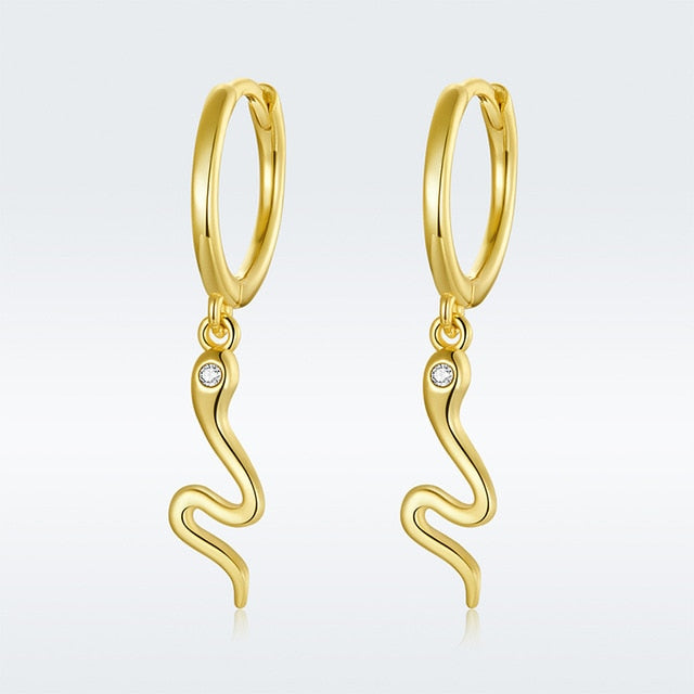 bamoer 925 sterling silver Little snake earrings Earrings for Women Circle Earrings ear studs women Wedding Jewelry SCE1000