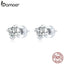 bamoer Silver 925 Simple Zircon Earrings  for Women CZ Statement Hypoallergenic Jewelry Gifts for Kids silver earring SCE974