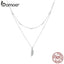 bamoer Sterling Silver 925 Shiny Wheat Ears Pendant Necklace for Women Chain Necklaces Plated platinum women Jewelry BSN208