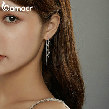 bamoer 925 Sterling SilverShiny Wheat Ears Stud Earrings for Girl Enamel Asymmetry Hypoallergenic Ear Stud for girl women BSE447