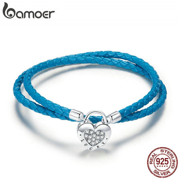 bamoer Silver S925 Chain Bracelet Sterling Silver Lock Basic Bracelet Link Bracelets Fine Jewelry Gifts for Girl SCB200