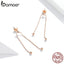 bamoer Silver 925 Smile Stars Earrings Stud Earrings for Women Golden Tassel Earrings Ear Pins for Girl earring SCE947