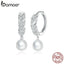 bamoer 925 Sterling Silver Women Geometric Earrings Shiny Wheat Ears Silver Jewelry for women Girl Kids silver earring BSE446