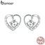 bamoer 925 Sterling Silver Jewelry Gift with Cute  cow CZ Light Stud Earrings for Women Girls Gift Statement Jewelry SCE984