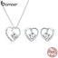 bamoer 925 Sterling Silver Gift with Cute Cow Earrings and necklace for Women Jewelry Sets Fine Jewelry Accessories ZHS217