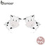 bamoer 925 Sterling Silver Jewelry Gift with Cute COW CZ Light Stud Earrings for Women Girls Gift Statement Jewelry SCE983